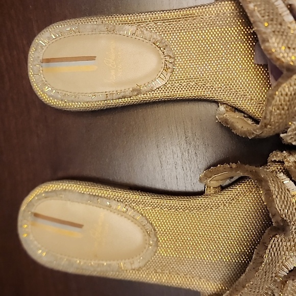 Sam Edelman Gold Sandals H-Style Bay Frey 2 Slip-On sz 9.5 - Picture 3 of 9